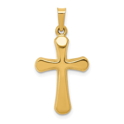 14k Yellow Gold Polished Rounded Cross Pendant