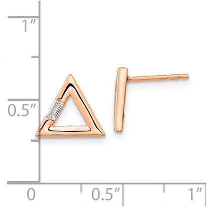 14k Rose Gold Polished Triangle Diamond Stud Earrings