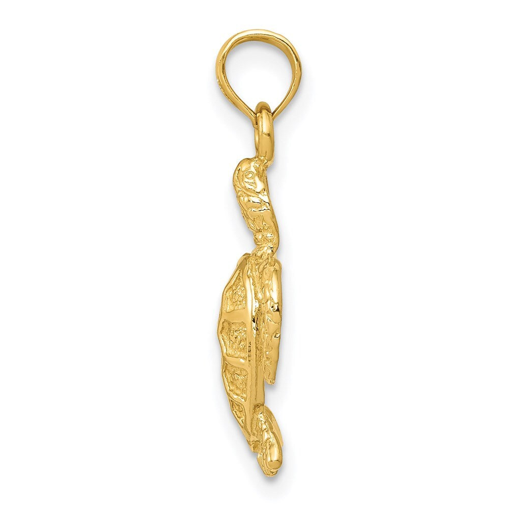 14k Yellow Gold Sea Turtle Pendant for Women