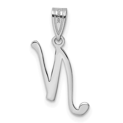 14k White Gold Script Letter N Initial Pendant for Women