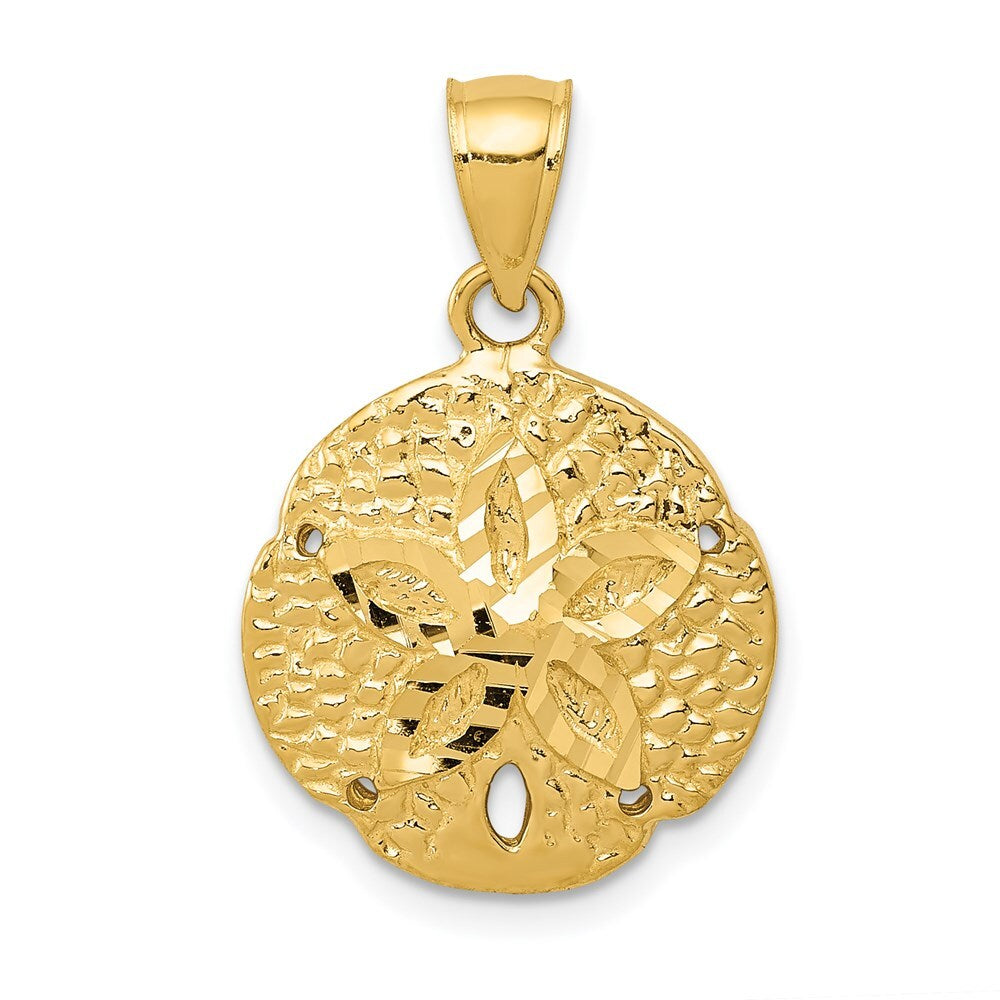 14k Yellow Gold Sand Dollar Pendant for Women