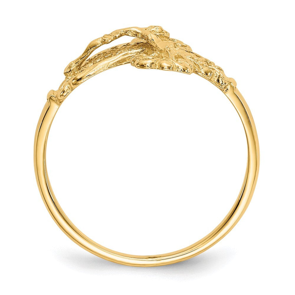 14K Yellow Gold Diamond-Cut Crucifix Ring