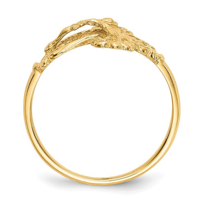 14K Yellow Gold Diamond-Cut Crucifix Ring