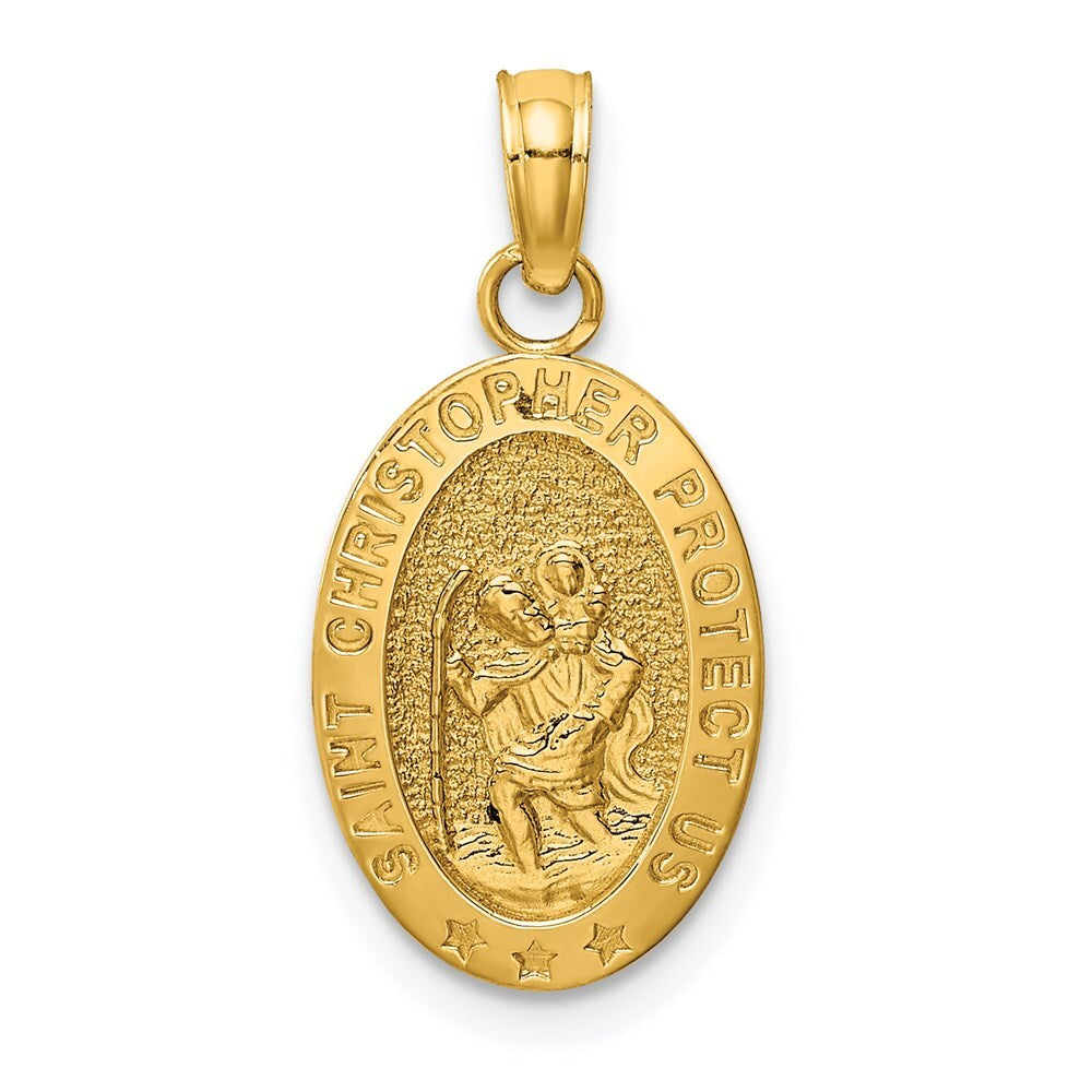 14k Yellow Gold Saint Christopher Medal Pendant for Women