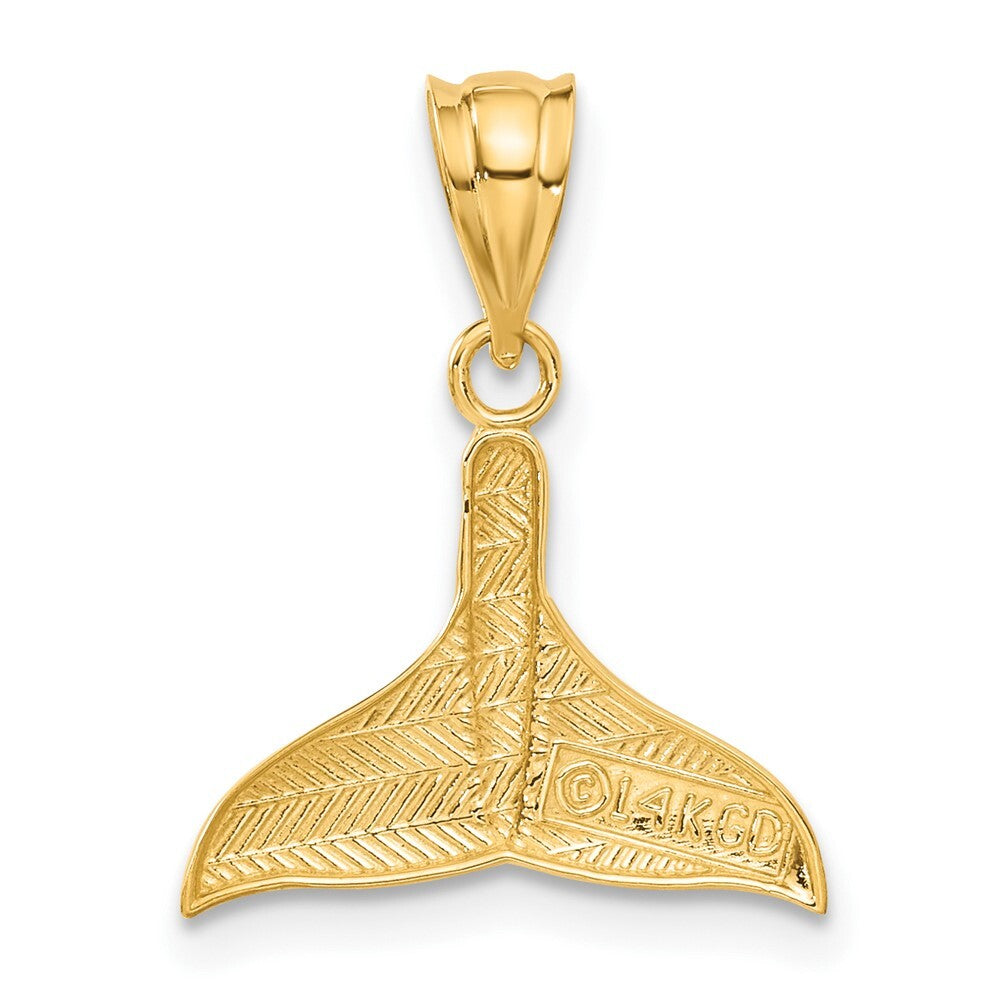 14k Yellow Gold Solid Polished Open-Backed Whale Tail Pendant for Women