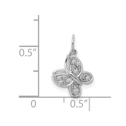14k White Gold Diamond Butterfly Charm Pendant for Women