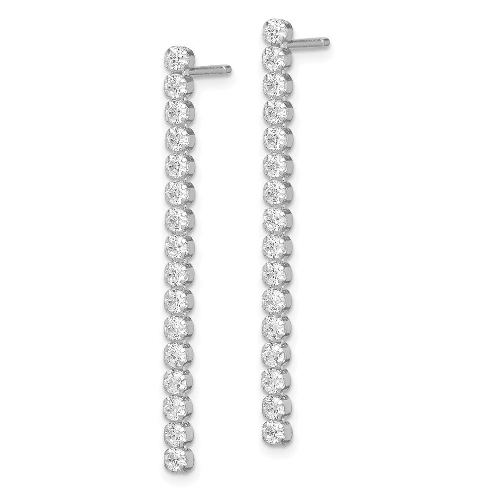 Sterling Silver Polished Fancy Cubic Zirconia Post Dangle Earrings