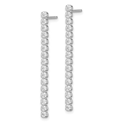 Sterling Silver Polished Fancy Cubic Zirconia Post Dangle Earrings