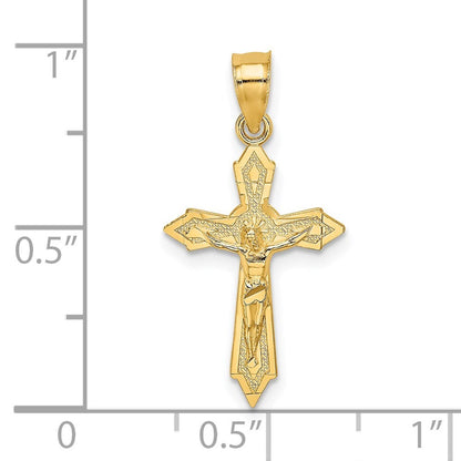 14k Yellow Gold  Arrow Pointed Ends Crucifix Charm Pendant for Women
