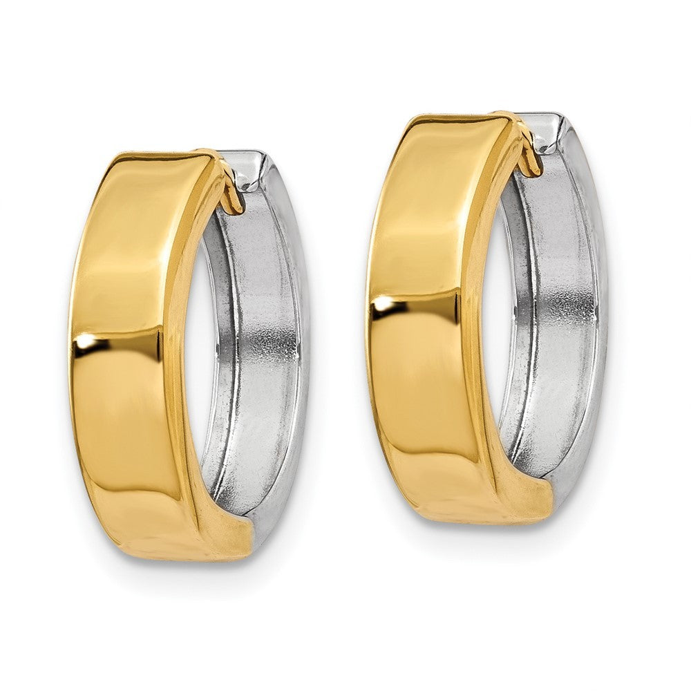 14k Two-tone Gold Hinged Hoop Earrings