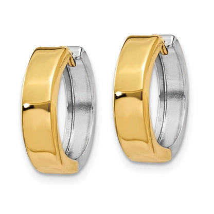 14k Two-tone Gold Hinged Hoop Earrings