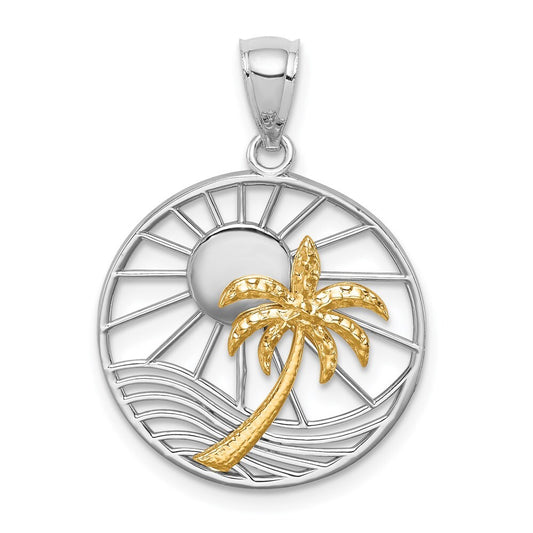 14k Two-tone Gold Polished Sunset Pendant for Women