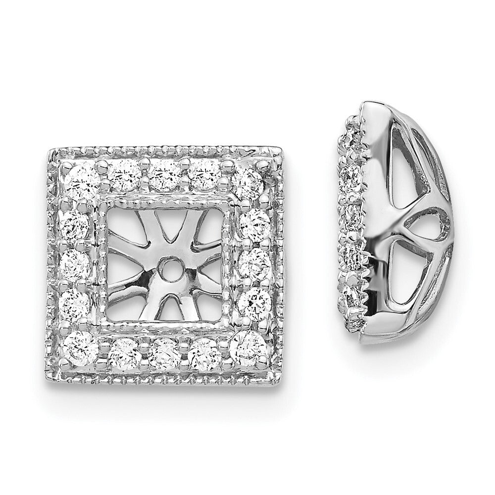 14k White Gold Diamond Square Jacket Earrings