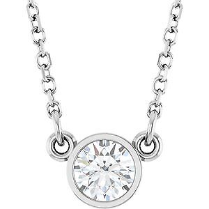 14k White Gold Stuller Lab-Grown Moissanite Solitaire 18" Necklace