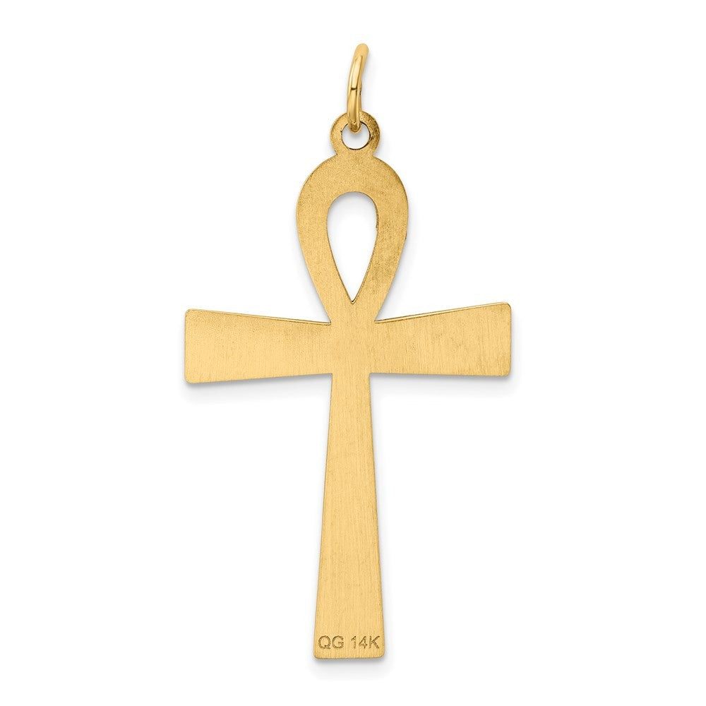 14k Yellow Gold Laser Designed Ankh Cross Pendant