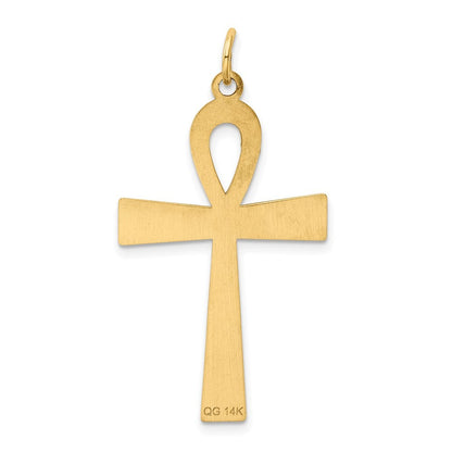 14k Yellow Gold Laser Designed Ankh Cross Pendant