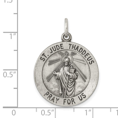 Sterling Silver Antiqued Saint Jude Thaddeus Medal Pendant