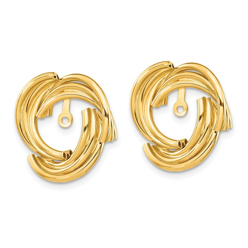 14k Yellow Gold Polished Fancy Earring Jackets Gift for Women