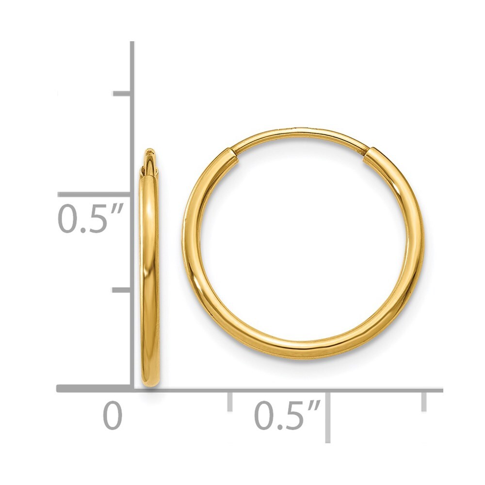 14k Yellow Gold 1.25mm Endless Hoop Earring Gift for Women