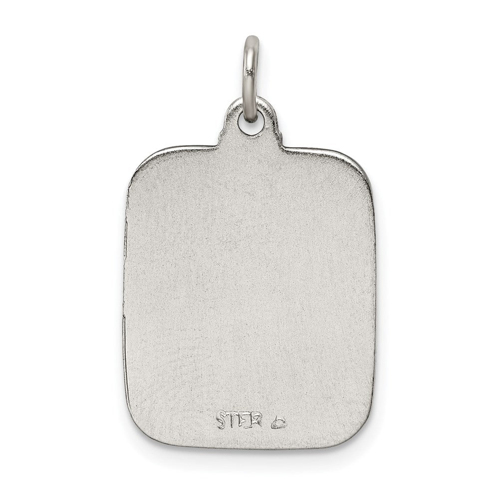 Sterling Silver Blue Enamel Square St. Christopher Medal Pendant