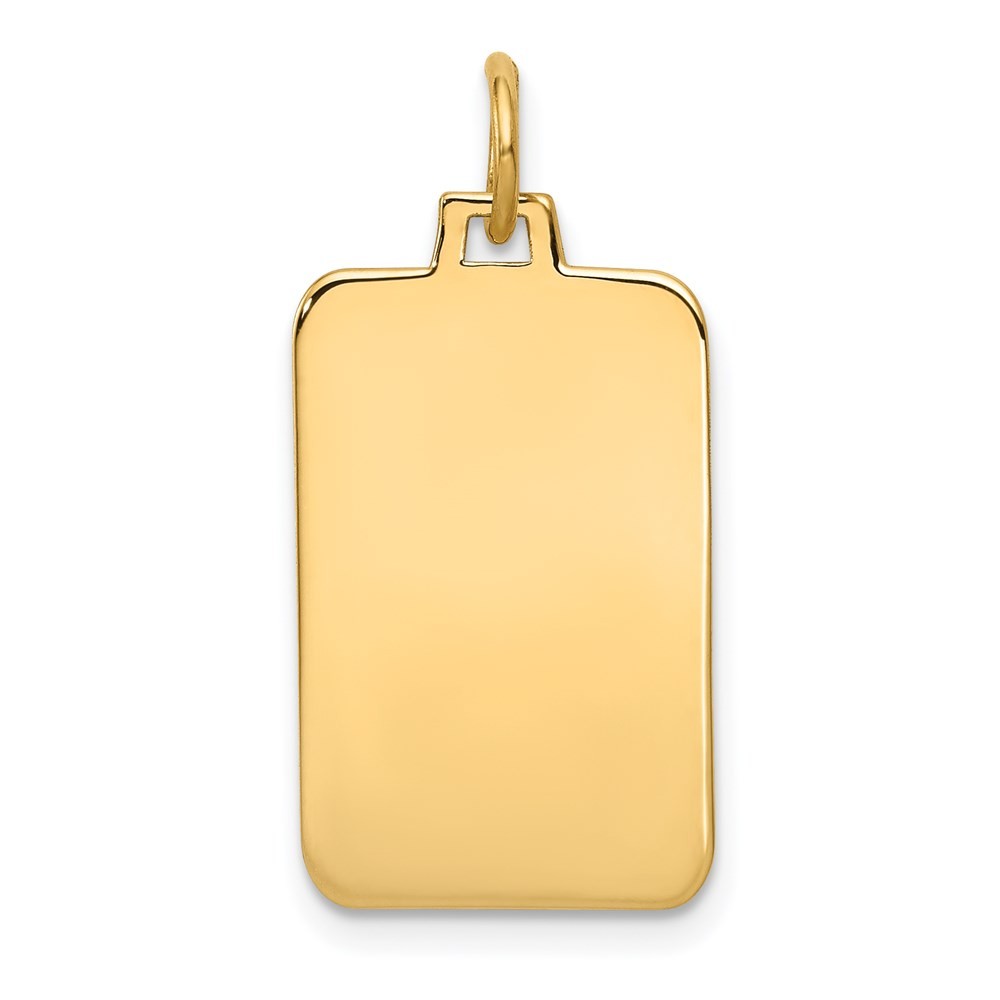 14k Yellow Gold Plain .035 Gauge Engravable Rectangular Disc Charm