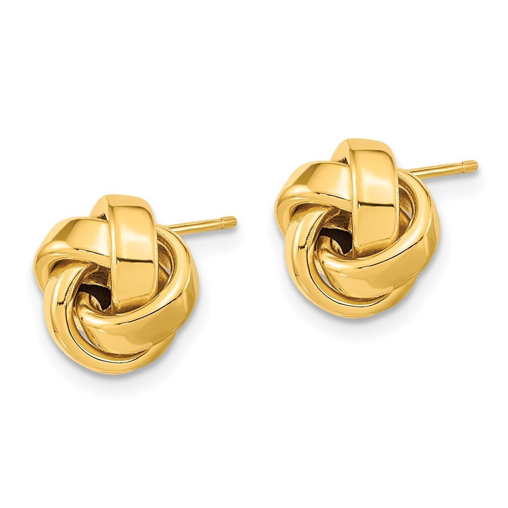 14k Yellow Gold Polished Love Knot Stud Earrings Gift for Women