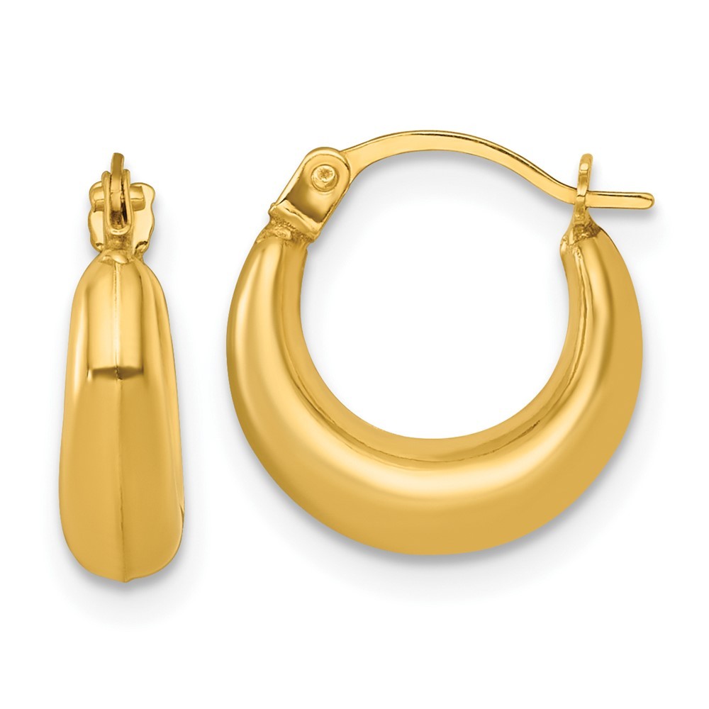 14k Yellow Gold Polished 3.80mm Graduated Hollow Hoop Earrings