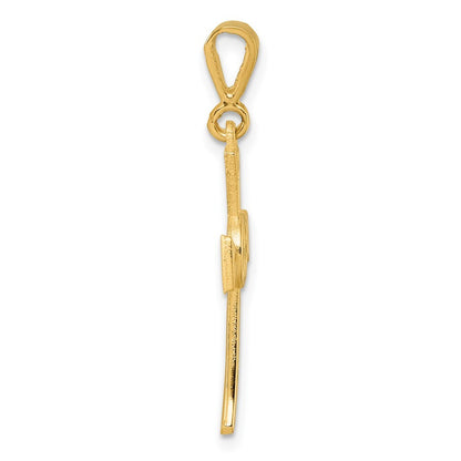 14k Yellow Gold Polished Cross Pendant