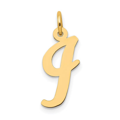 14k Yellow Gold Medium Script Letter I Initial Charm Pendant for Women