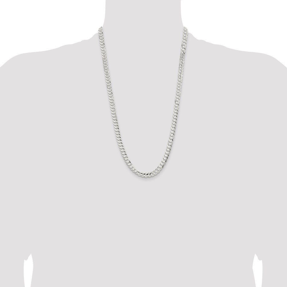 Sterling Silver 6.75mm Concave Beveled Curb Chain