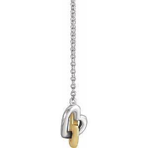 14K Yellow and White Gold Interlocking Heart 18" Necklace