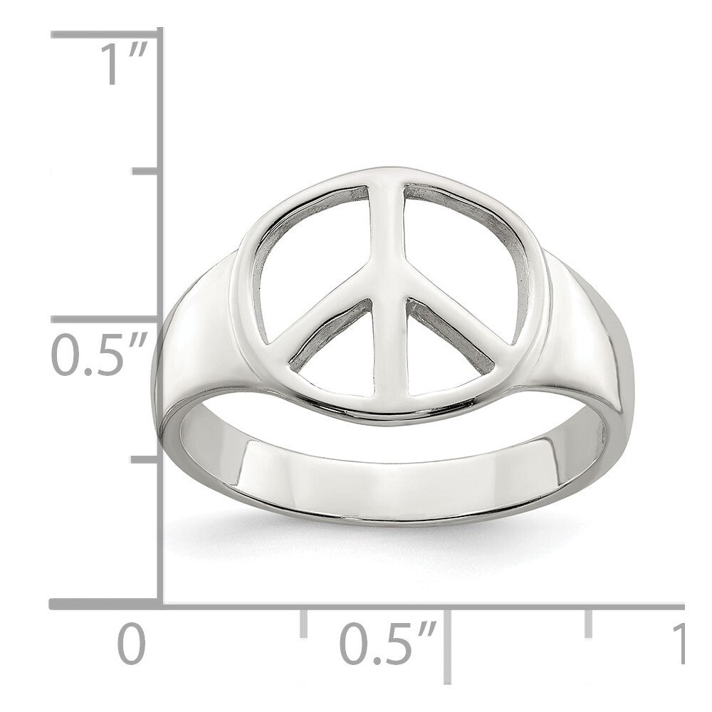 Sterling Silver Peace Sign Ring Size 7