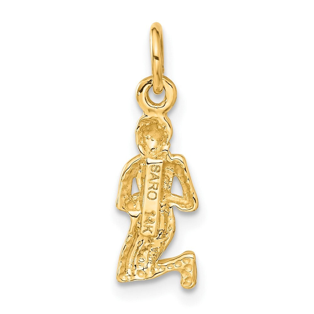 14k Yellow Gold Satin Diamond-cut Virgo Zodiac Charm Pendant for Women