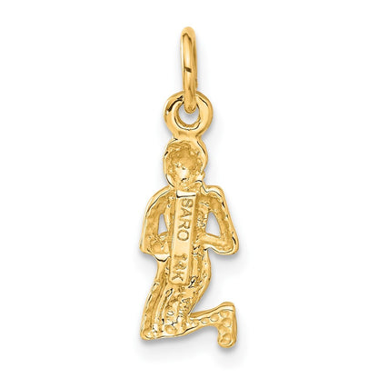 14k Yellow Gold Satin Diamond-cut Virgo Zodiac Charm Pendant for Women