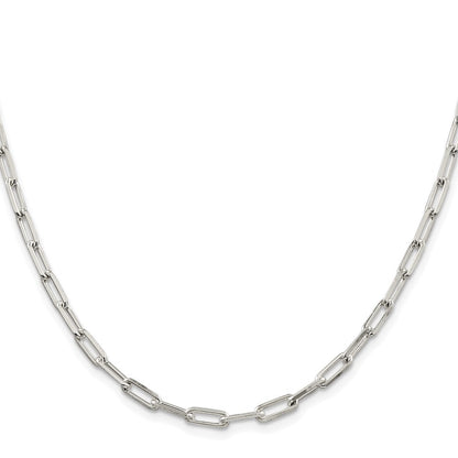 Sterling Silver Rhodium-plated 4.25mm Elongated Open Link Chain Necklace