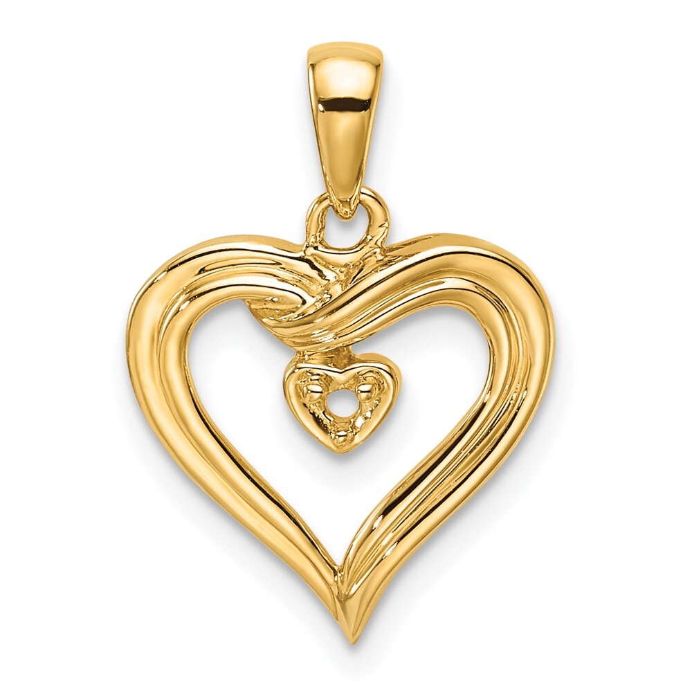 14k Yellow Gold Heart Pendant Mounting for Women
