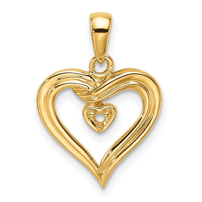 14k Yellow Gold Heart Pendant Mounting for Women