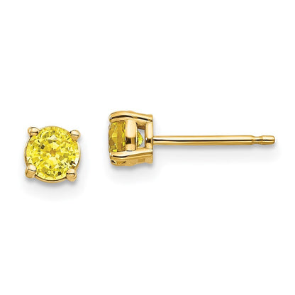 14k Yellow Gold Yellow Sapphire Stud Earrings Gift for Women