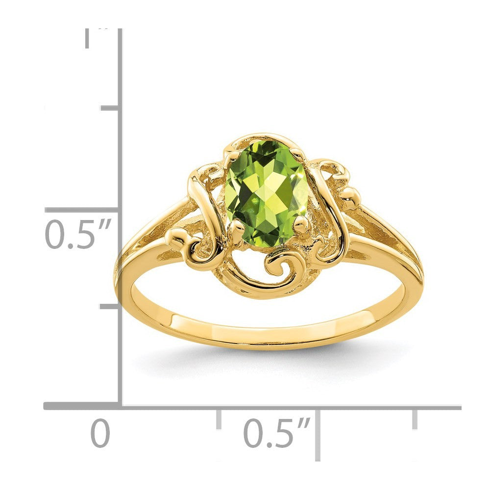 14k Yellow Gold 7x5mm Oval Peridot ring