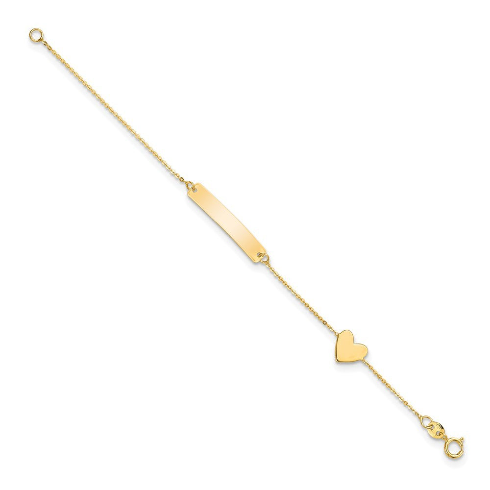 14k Yellow Gold Polished 5.5in Heart ID Bracelet