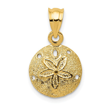 14k Yellow Gold Solid Polished Laser-Cut Sand Dollar Pendant for Women