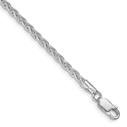 Sterling Silver Rhodium-plated 2.75mm Diamond-cut Spiga Chain Necklace