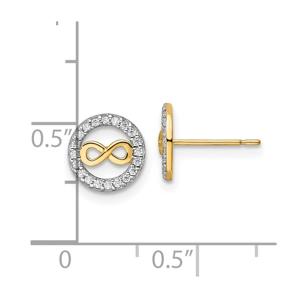 14k Yellow Gold Cubic Zirconia Infinity Symbol Stud Earrings Gift for Women