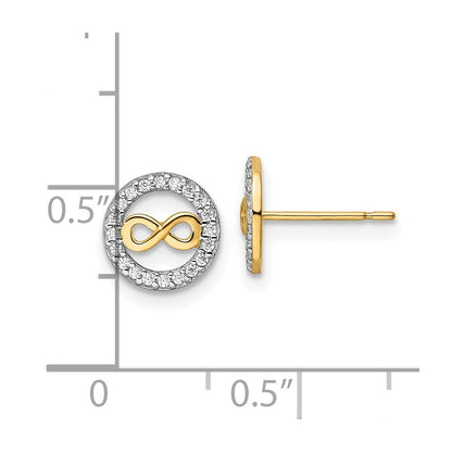 14k Yellow Gold Cubic Zirconia Infinity Symbol Stud Earrings Gift for Women