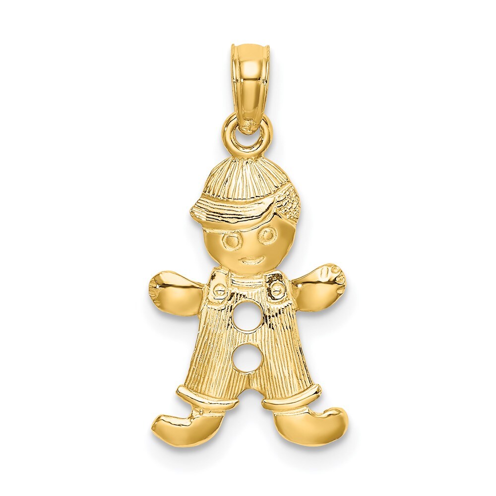 14k Yellow Gold Playful Boy Cut Out Buttons Charm Pendant for Women