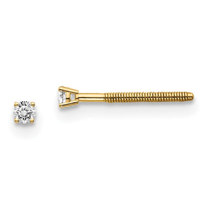 14k Yellow Gold .05ct. SI3 G-I Diamond Thread on/off Stud Earrings