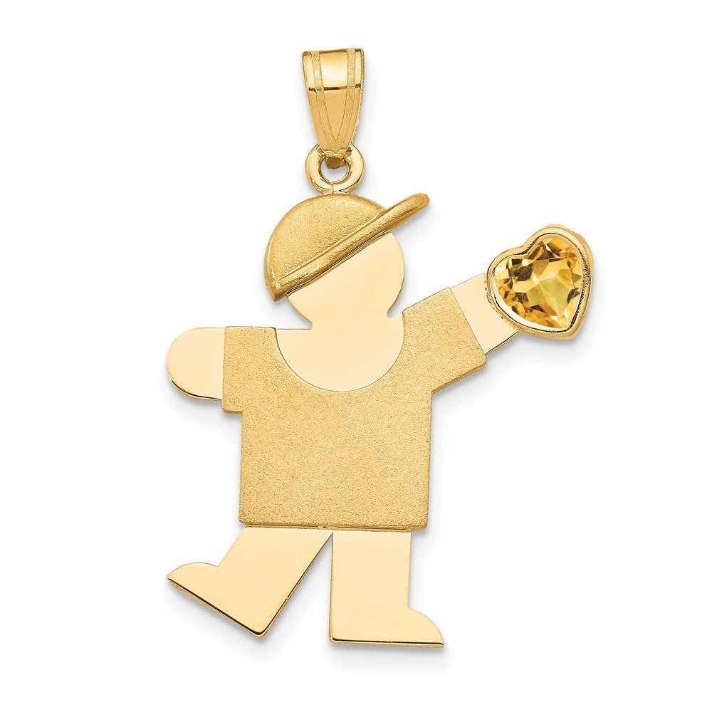 14k Yellow Gold Boy with Cubic Zirconia November Birthstone Charm