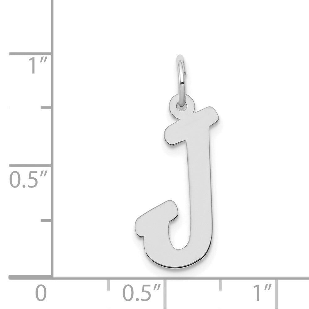 14k White Gold Large Script Letter J Initial Charm Pendant for Women