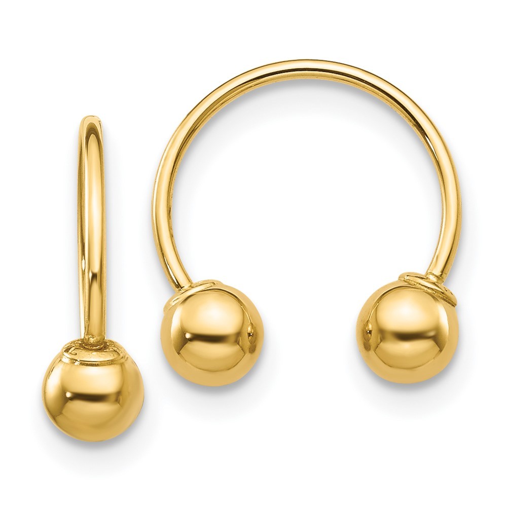14k Yellow Gold Open Hoop Beaded Earrings