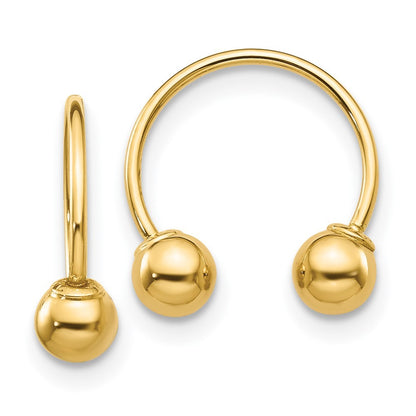 14k Yellow Gold Open Hoop Beaded Earrings